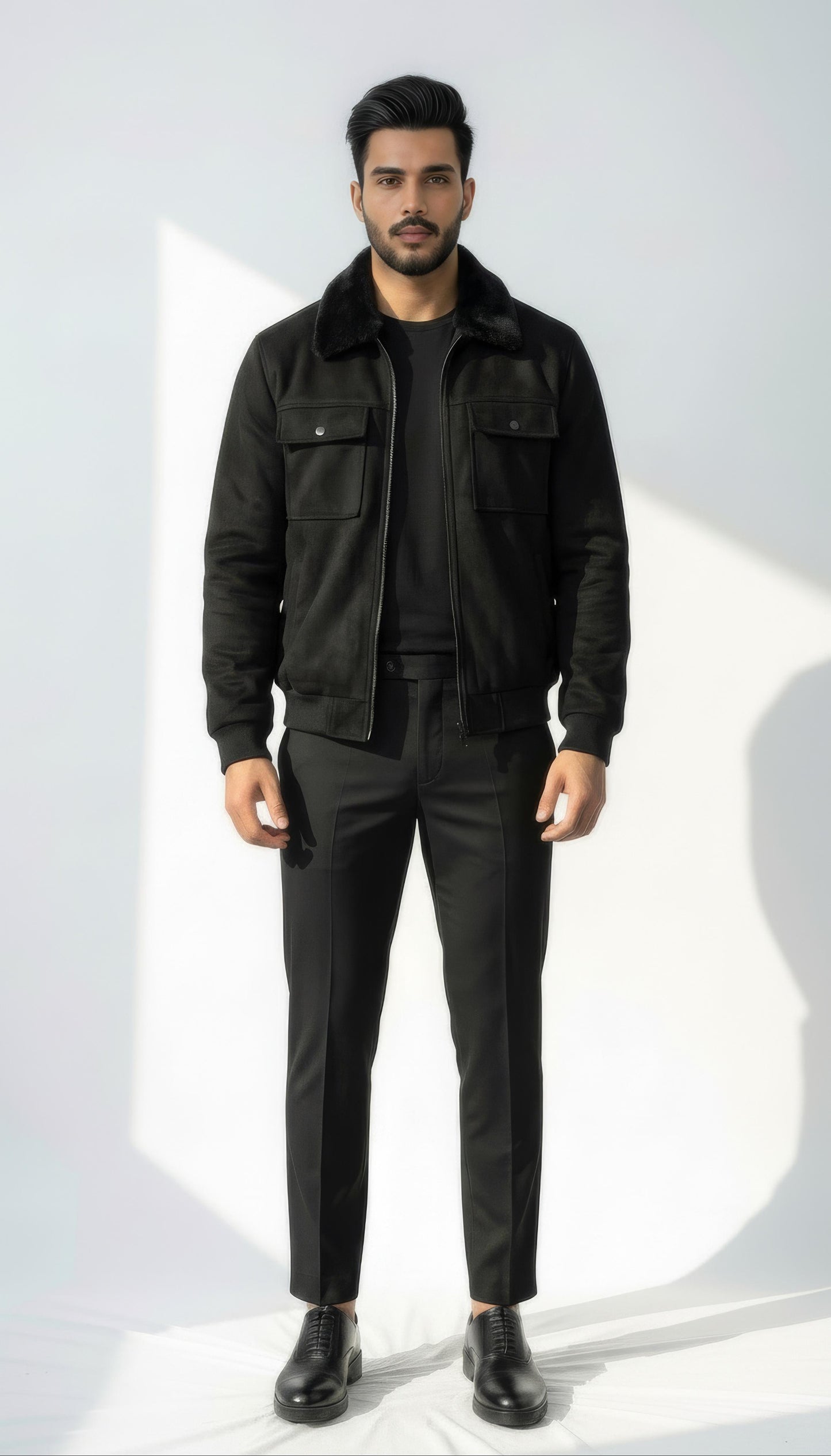 Noir Black Premium Suede Jacket