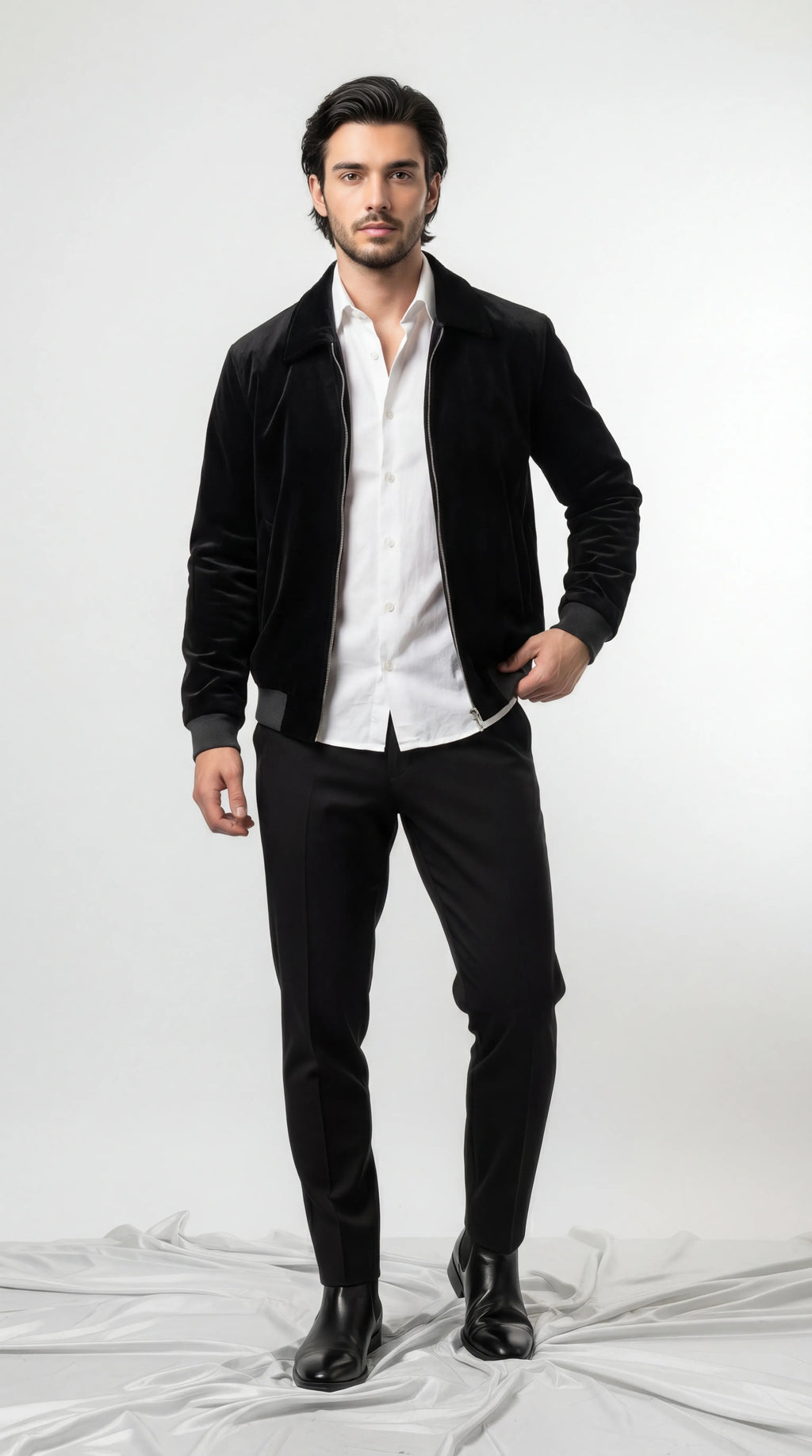 Phantom Black Elite Velour Satin Jacket