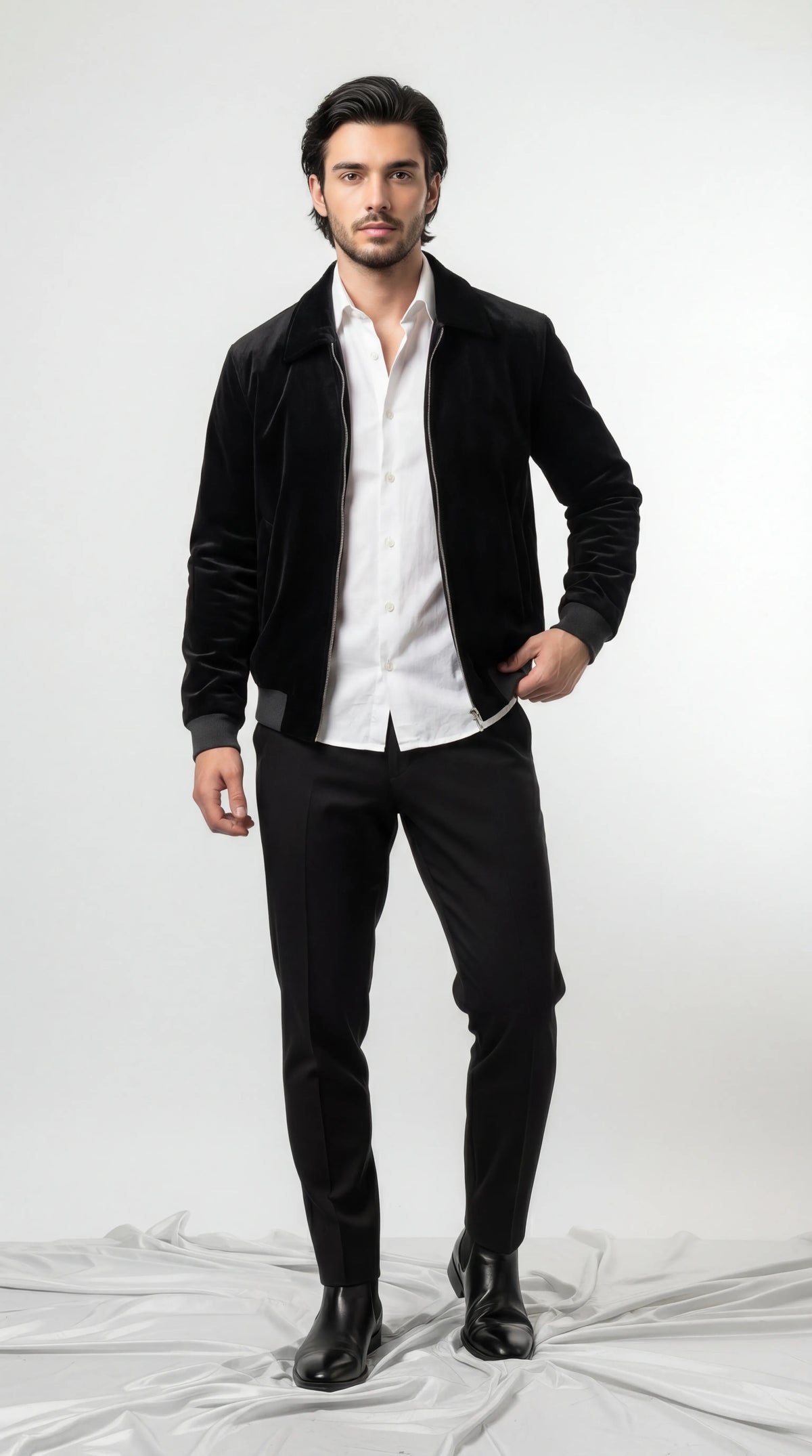 Phantom Black Elite Velour Satin Jacket