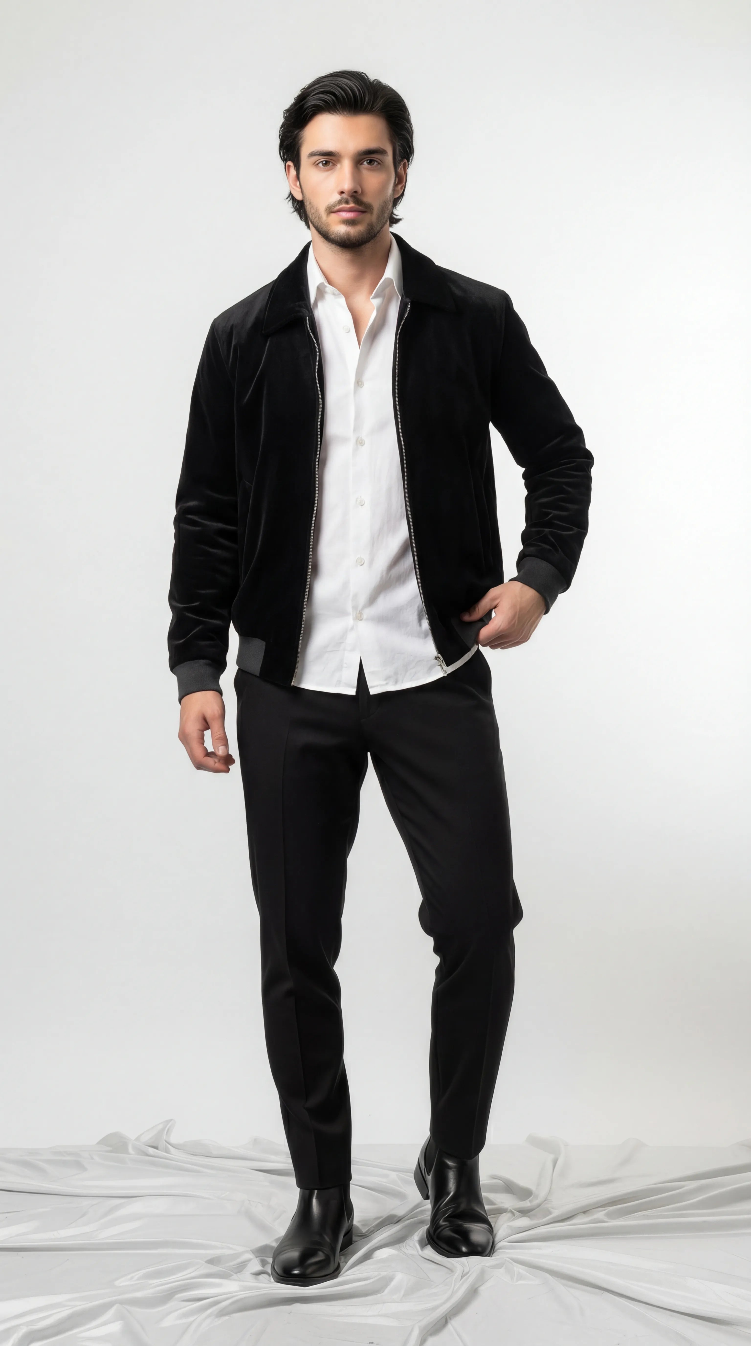 Phantom Black Elite Velour Satin Jacket