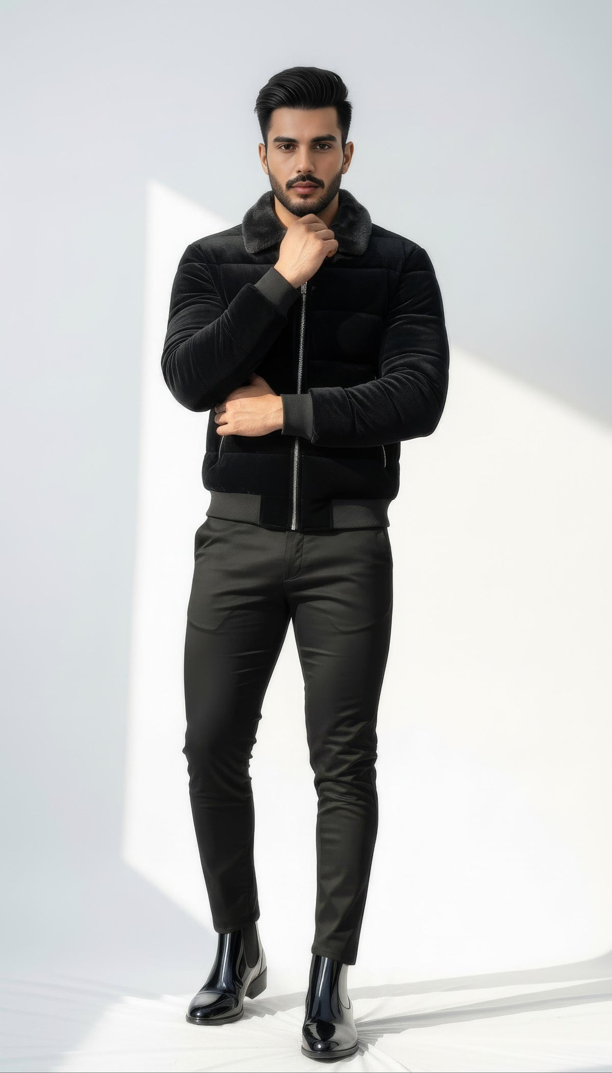Frost Noir Elite Velour Puffer Satin