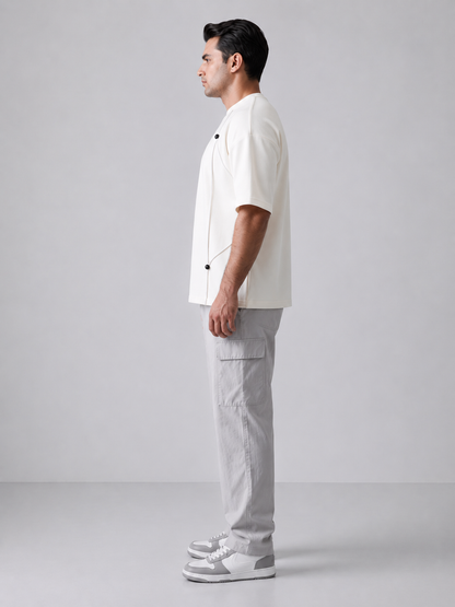 Box Fit Baggy Shirt Black Button