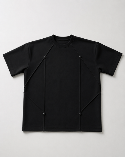 Box Fit Baggy Shirt Black Button