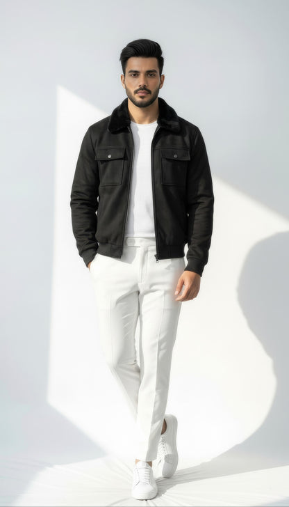 Noir Black Premium Suede Jacket