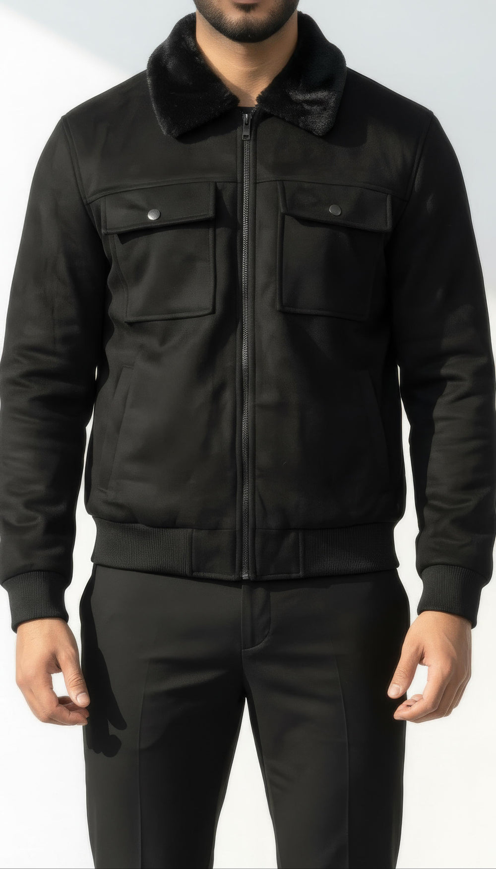 Noir Black Premium Suede Jacket