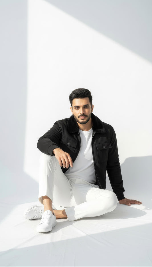 Noir Black Premium Suede Jacket