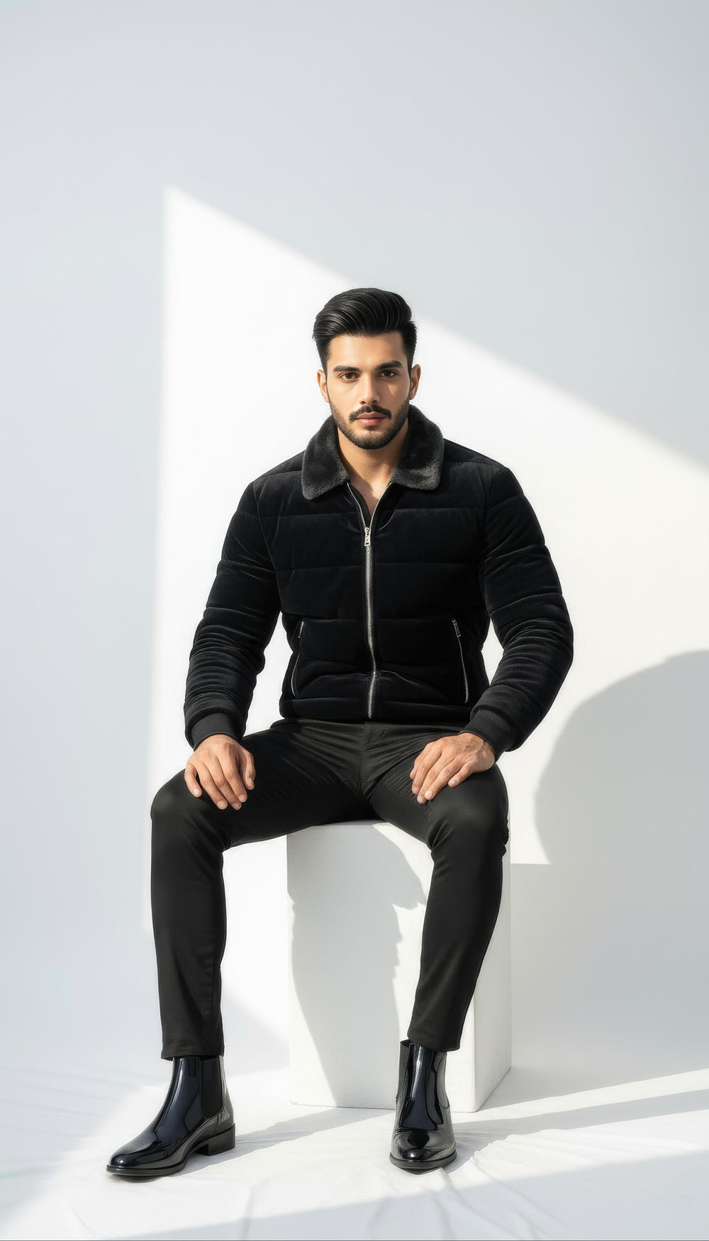 Frost Noir Elite Velour Puffer Satin