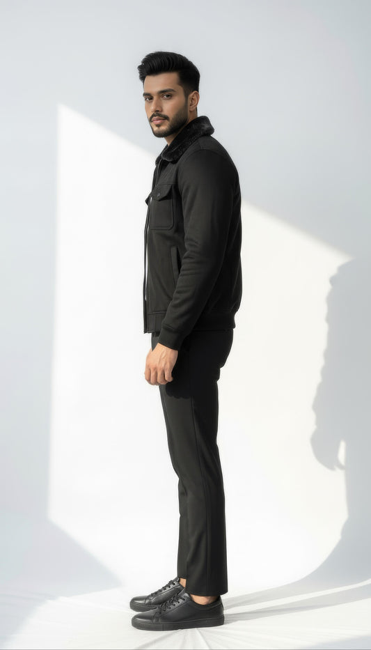 Noir Black Premium Suede Jacket